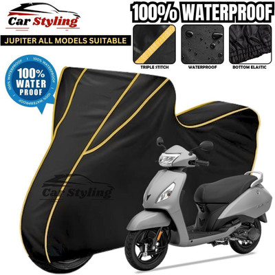 Car Styling Waterproof Two Wheeler Cover for TVS(Jupiter, Black, Yellow)