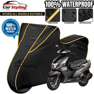Car Styling Waterproof Two Wheeler Cover for TVS(NTORQ, Black, Yellow)