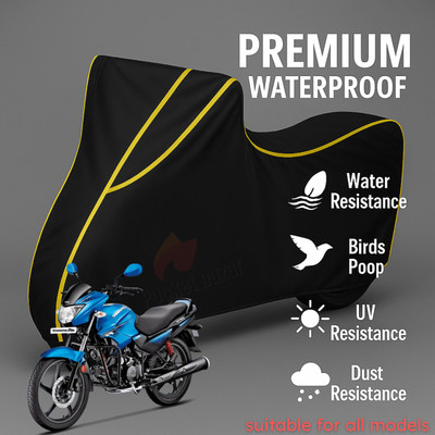 pocket bazar Waterproof Two Wheeler Cover for Hero(Glamour, Black, Yellow)