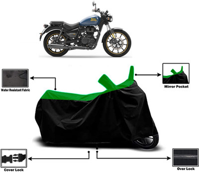 Amexride Two Wheeler Cover for Royal Enfield(Meteor BS6, Green, Black)