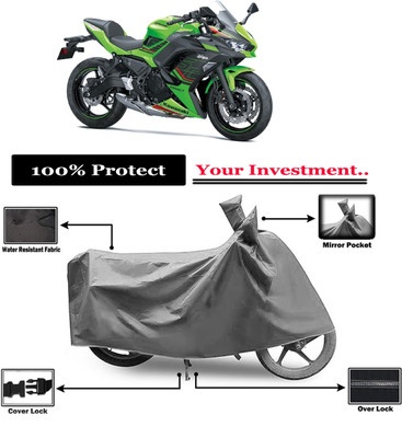 Amexride Two Wheeler Cover for Kawasaki(Ninja 650, Grey)