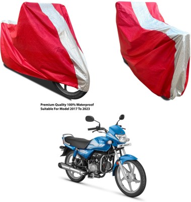 AutoGalaxy Waterproof Two Wheeler Cover for Hero(HF Deluxe Eco, Silver, Red)