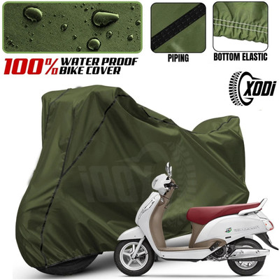 xodi Waterproof Two Wheeler Cover for Suzuki(Access 125, Green, Black)