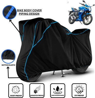 LE PRA Waterproof Two Wheeler Cover for Suzuki(Gixxer SF, Black, Blue)