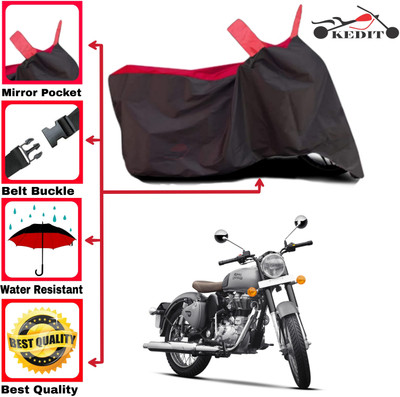 KEDIT Two Wheeler Cover for Royal Enfield(Bullet 350 Twinspark, Red, Black)