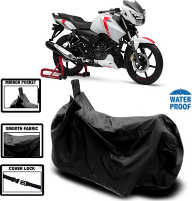 WMIZEXA Waterproof Two Wheeler Cover for TVS(Apache RTR 160, Black)