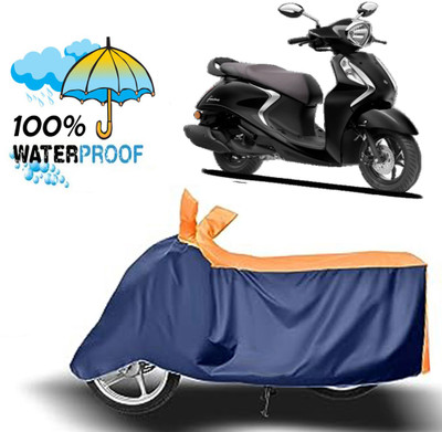 ROYAL AUTO MART Waterproof Two Wheeler Cover for Yamaha(Fascino 125, Blue, Orange)