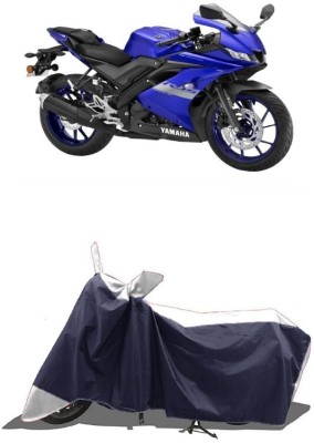 SUGASHRI Waterproof Two Wheeler Cover for Yamaha(YZF R15 V3, White, Blue)