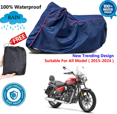 AutoGalaxy Waterproof Two Wheeler Cover for Royal Enfield(Meteor 350, Blue, Red)