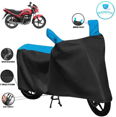MADAFIYA Waterproof Two Wheeler Cover for Hero(Passion Plus, Black, Blue)