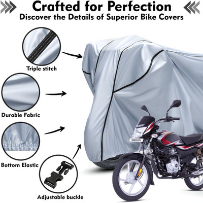 AutoGalaxy Waterproof Two Wheeler Cover for Bajaj(Platina, Silver, Black)