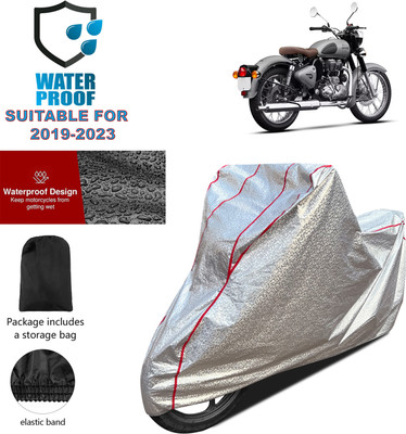 GOSHIV-car and bike accessories Waterproof Two Wheeler Cover for Royal Enfield(Classic Gunmetal, Silver)