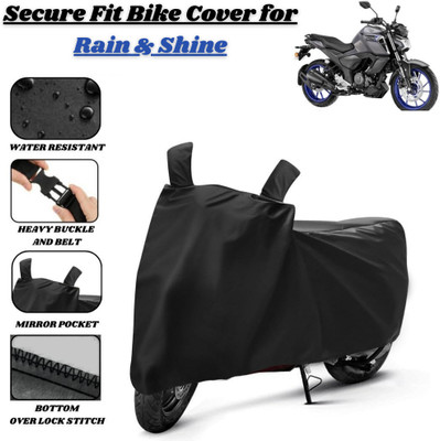 Delphinium Waterproof Two Wheeler Cover for Yamaha(FZS-FI V3 BS6, Black)