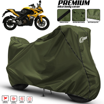 xodi Waterproof Two Wheeler Cover for Bajaj(Pulsar RS200 BS6, Green, Black)