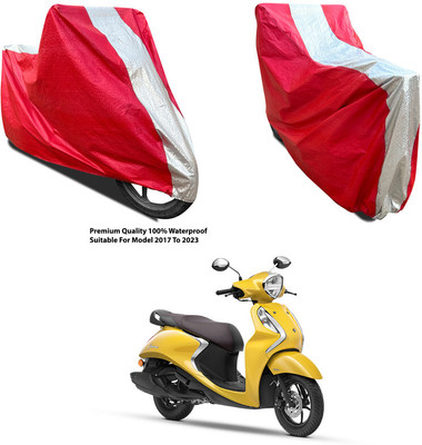 AutoGalaxy Waterproof Two Wheeler Cover for Yamaha(Fascino BS6, Silver, Red)