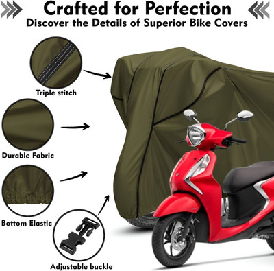 Shiv Kanha Waterproof Two Wheeler Cover for Yamaha(Fascino, Green, Black)