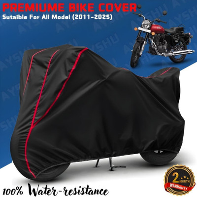 AYSHU Waterproof Two Wheeler Cover for Royal Enfield(350, Black, Red)