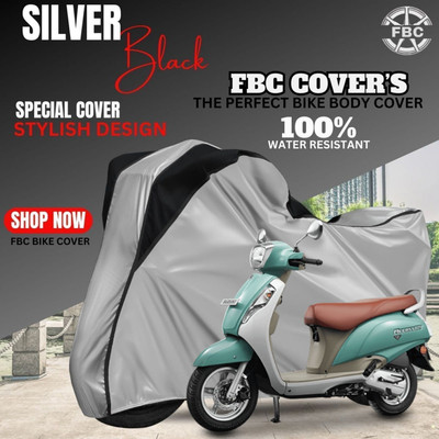 FBC Waterproof Two Wheeler Cover for Suzuki(Access 125, Silver, Black)