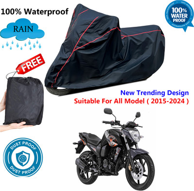 AUTOCAD Waterproof Two Wheeler Cover for Yamaha(FZ-S FI, Black, Red)