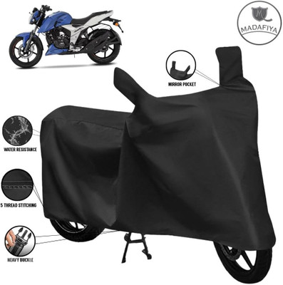 MADAFIYA Waterproof Two Wheeler Cover for TVS(Apache RTR 160, Black)