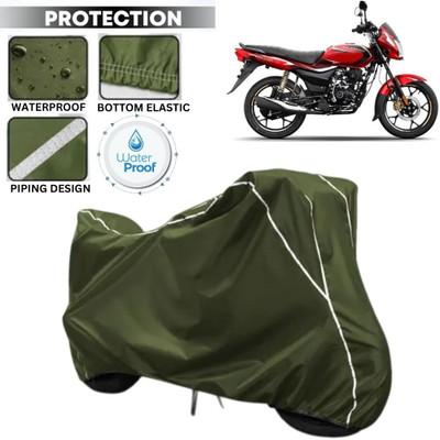 kerwa Waterproof Two Wheeler Cover for Bajaj(Platina 110, Green, White)