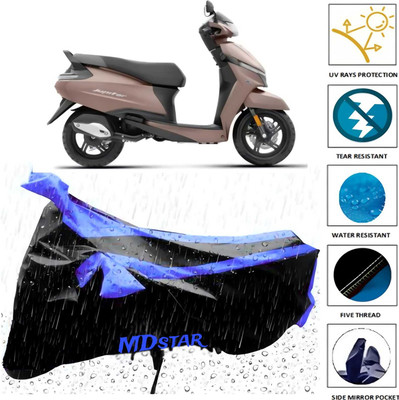 Mdstar Waterproof Two Wheeler Cover for TVS(Jupiter, Black, Blue)