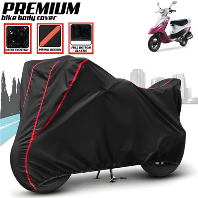 Mwiss Waterproof Two Wheeler Cover for TVS(Pep Plus, Black, Red)