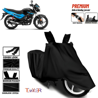 TENNYCER Waterproof Two Wheeler Cover for Hero(Glamour, Black)