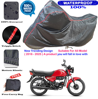 AutoGalaxy Waterproof Two Wheeler Cover for Hero(HF Dawn BS6, Black, Red)