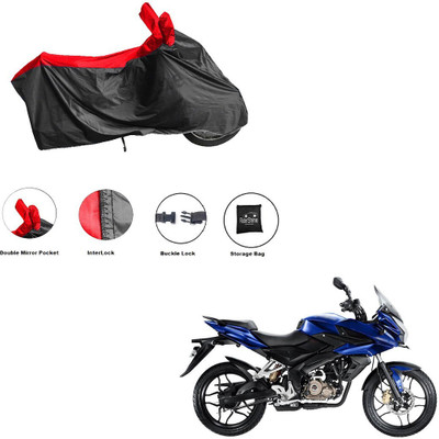 RiderShine Waterproof Two Wheeler Cover for Bajaj(Pulsar AS 150, Black, Red)