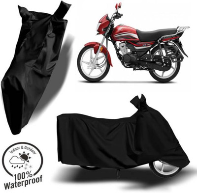 RAAMKM Waterproof Two Wheeler Cover for Hero, Honda, Royal Enfield, TVS(Pep Plus, Black)