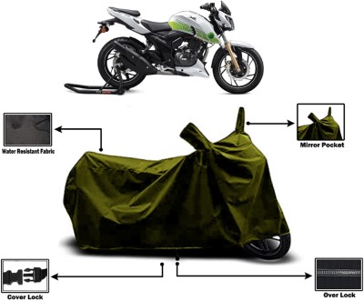 Amexride Two Wheeler Cover for TVS(Apache RTR 200 Fi E100, Green)