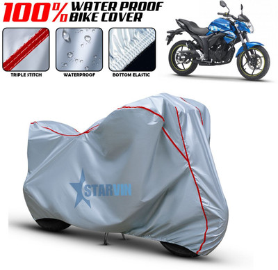 Starvin Waterproof Two Wheeler Cover for Suzuki(Gixxer, Silver, Red)