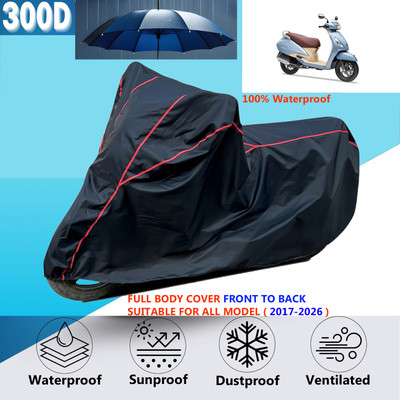 AUTOCAD Waterproof Two Wheeler Cover for TVS(Jupiter, Black, Red)
