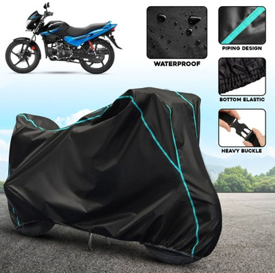 xodi Waterproof Two Wheeler Cover for Hero(Glamour Programmed FI BS6, Black, Blue)