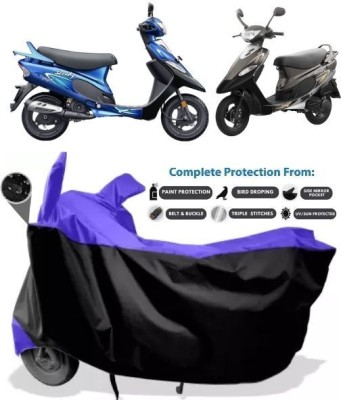 MADAFIYA Two Wheeler Cover for TVS(Scooty Pep Plus, Black, Purple)