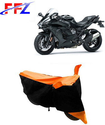 FFZ Waterproof Two Wheeler Cover for Kawasaki(Ninja H2, Black, Orange)