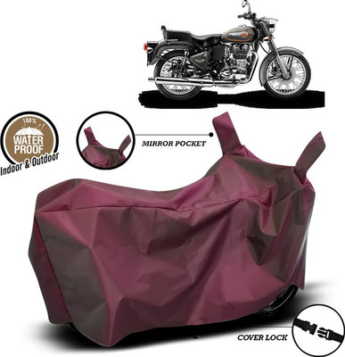 SEBONGO Waterproof Two Wheeler Cover for Royal Enfield(Bullet 500, Maroon)