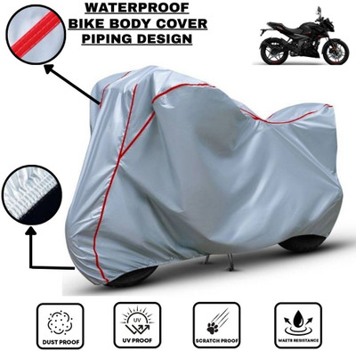 LE PRA Waterproof Two Wheeler Cover for Bajaj(Pulsar N160, Silver, Red)