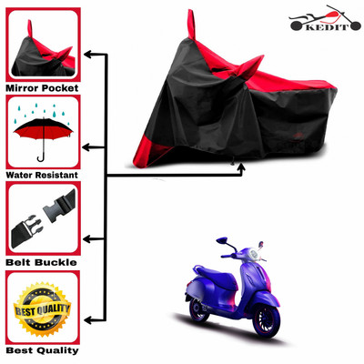 AASHTIK MART Two Wheeler Cover for Bajaj(New Chetak, Red, Black)