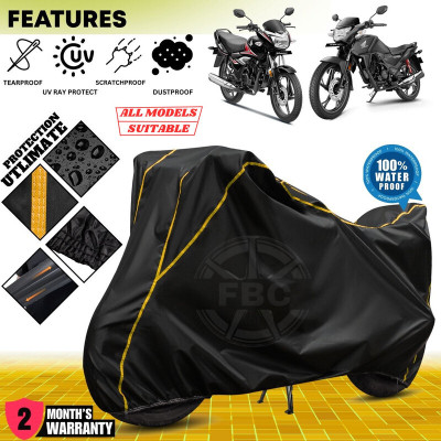 AutoGalaxy Waterproof Two Wheeler Cover for Honda(CB Shine, Black, Yellow)