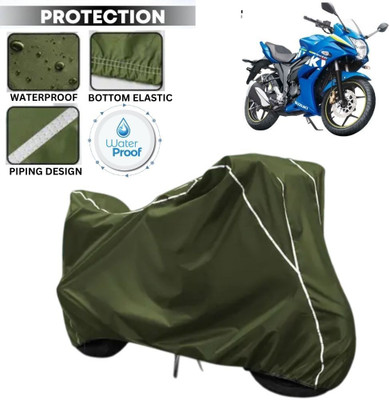 kerwa Waterproof Two Wheeler Cover for Suzuki(Gixxer SF, Green, White)