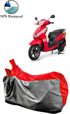 Autofly Waterproof Two Wheeler Cover for Ampere(Magnus Pro, Grey, Red)