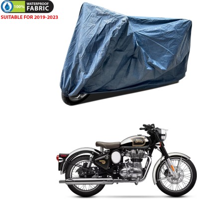 PAGORA Waterproof Two Wheeler Cover for Royal Enfield(Classic Chrome, Blue)