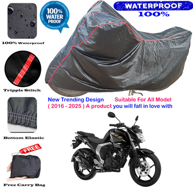 AutoGalaxy Waterproof Two Wheeler Cover for Yamaha(FZ S FI (V 2.0), Black, Red)
