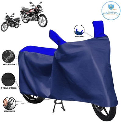 MADAFIYA Waterproof Two Wheeler Cover for Hero(HF Deluxe BS6, Blue, Multicolor)