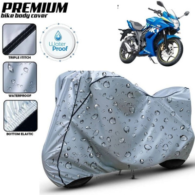 Delphinium Waterproof Two Wheeler Cover for Suzuki(Gixxer SF, Silver, Black)