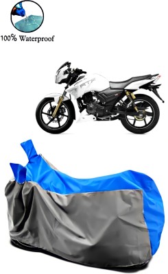 Autofly Waterproof Two Wheeler Cover for TVS(Apache RTR 180, Grey, Blue)