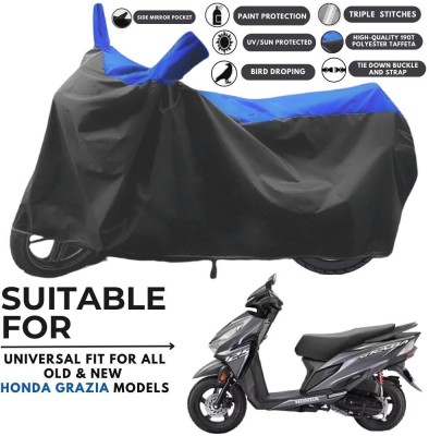 MADAFIYA Two Wheeler Cover for Honda(Grazia BS6, Black, Blue)