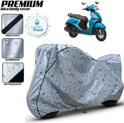 kerwa Waterproof Two Wheeler Cover for Yamaha(Fascino, Silver, Black)